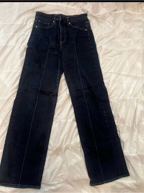 Express Women's Dark Blue Wide-Leg Jeans